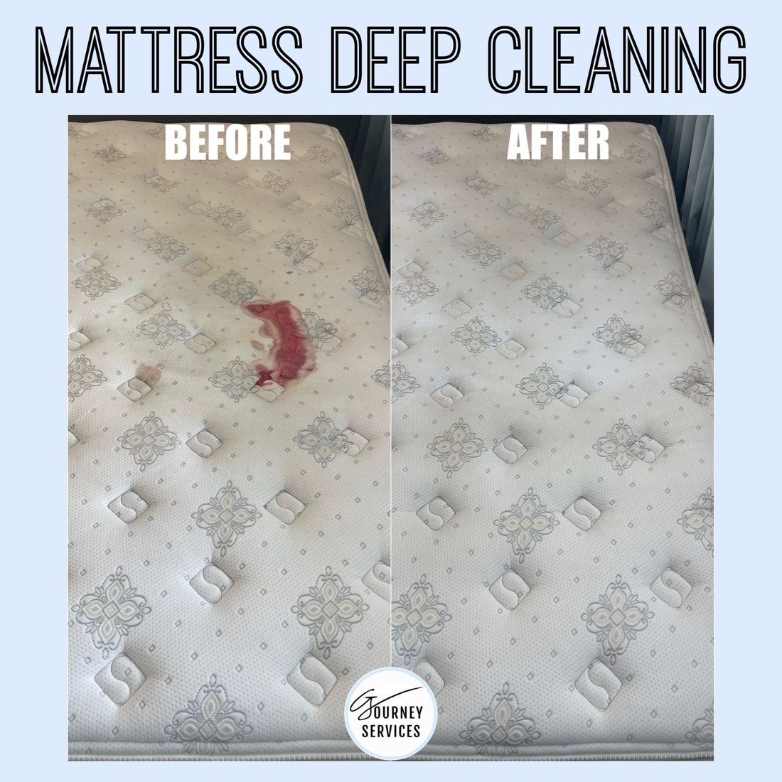 Mattress stain removed before and after deep cleaning